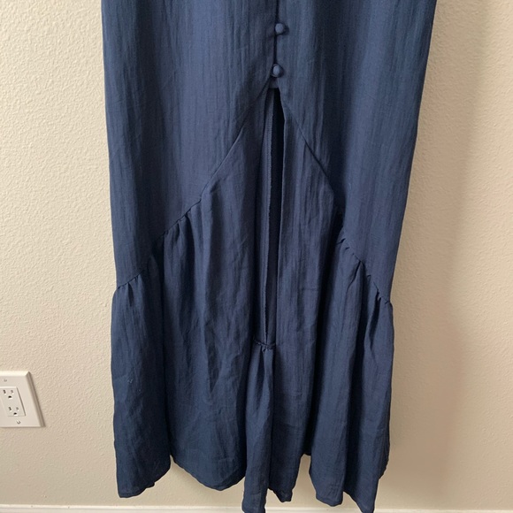 Lulus | Simpatico Navy Blue Maxi Dress button front - Picture 4 of 8
